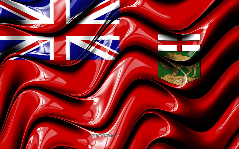 Manitoba flag Provinces of Canada, administrative districts, Flag of Manitoba, 3D art, Manitoba, canadian provinces, Manitoba 3D flag, Canada, North America, HD wallpaper