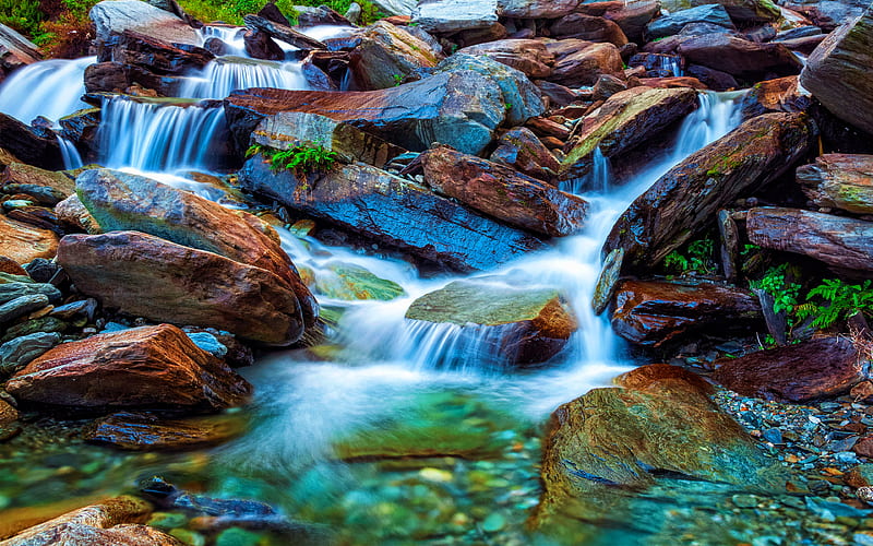 Bhagsu beautiful nature, river, stream of water, stones, Mcleodganj, India, Asia, HD wallpaper
