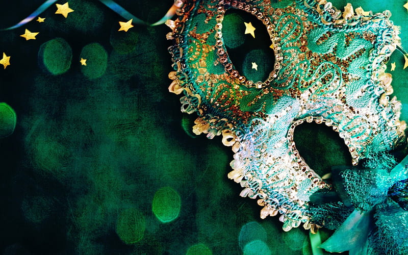 Mask, green, glitter, texture, blue, HD wallpaper