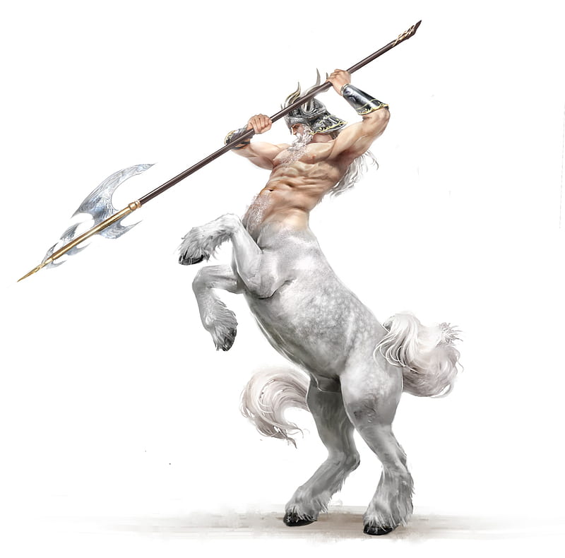 Centaur, man, magdalena katanska, white, art, fantasy, HD wallpaper