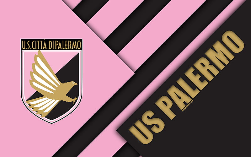 US Palermo material design, logo, pink black abstraction, emblem, Italian football club, Palermo, Italy, Serie B, HD wallpaper