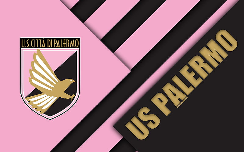 US Palermo logo, creative art, pink black checkered flag, Italian