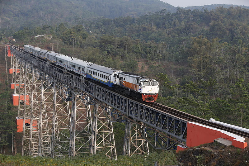 indonesia railway, railway, train, bridge, indonesia, HD wallpaper