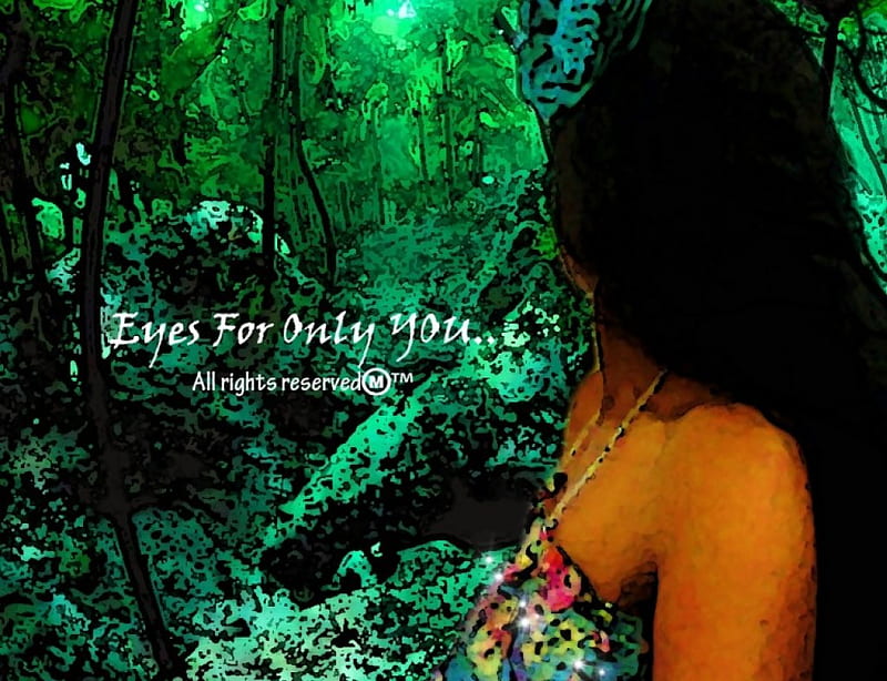 Eyes for only YOU, water color, girl, her, waiting, effects, forests, hidden, HD wallpaper