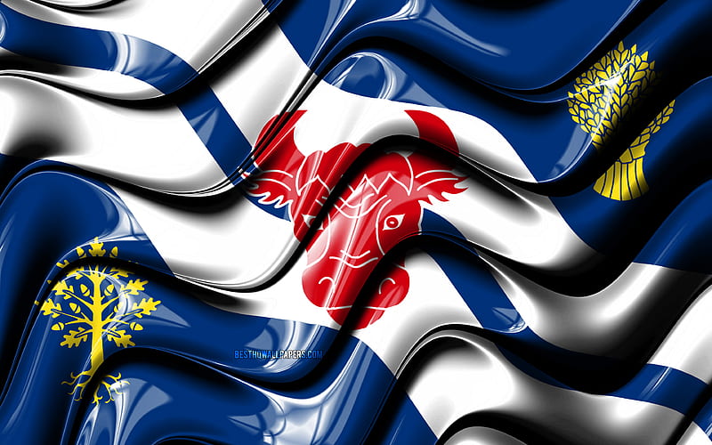 Oxfordshire flag Counties of England, administrative districts, Flag of Oxfordshire, 3D art, Oxfordshire, english counties, Oxfordshire 3D flag, England, United Kingdom, Europe, HD wallpaper