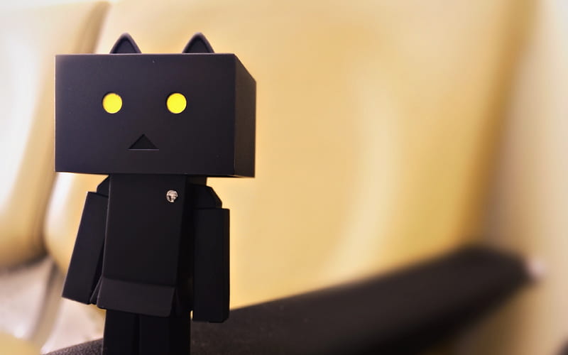 Black Danbo cardboard robot, creative, Danbo, HD wallpaper