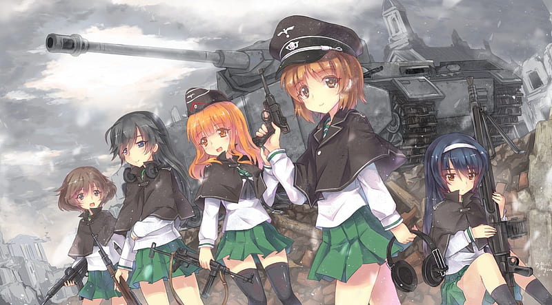 Armed and Ready, tank, Anime Girls, anime, girls und panzer, panzer, HD wallpaper