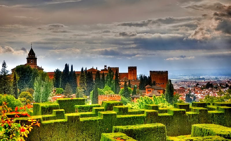 Alhambra, Granada, Spain, castle, Andalusia, HD wallpaper
