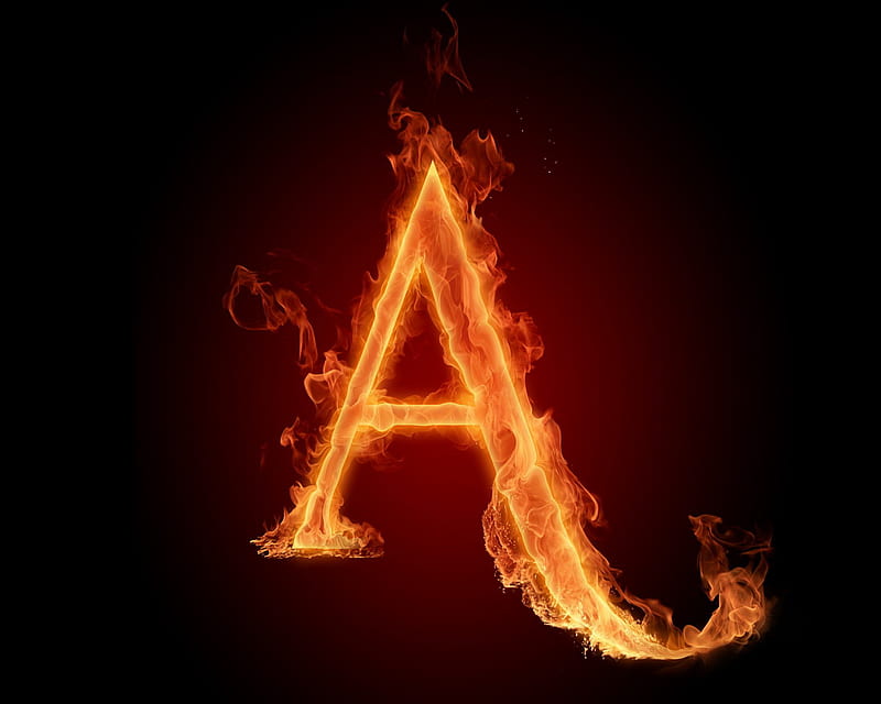 Alphabet A, abstract, fire, flame, galaxy letter, note, sign, word, HD wallpaper