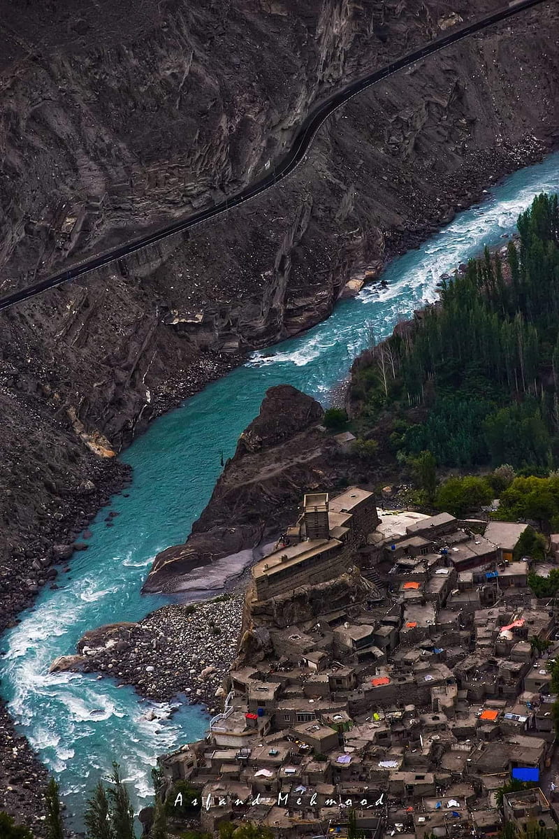 Altit Fort, altitfort, hunza, mountains, nature, pakistan, river, HD phone wallpaper