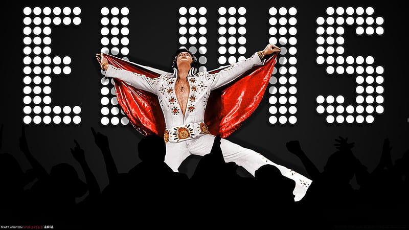Elvis Presley, red, poster, black, man, singer, white, actor, HD wallpaper
