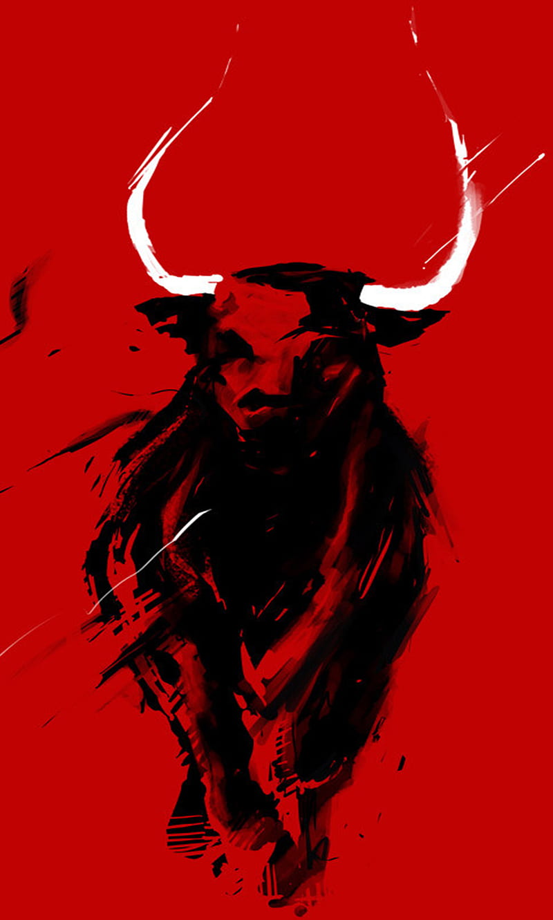 Red Taurus, 2014, abstract, android, bull luma, nokia, quality, HD phone wallpaper