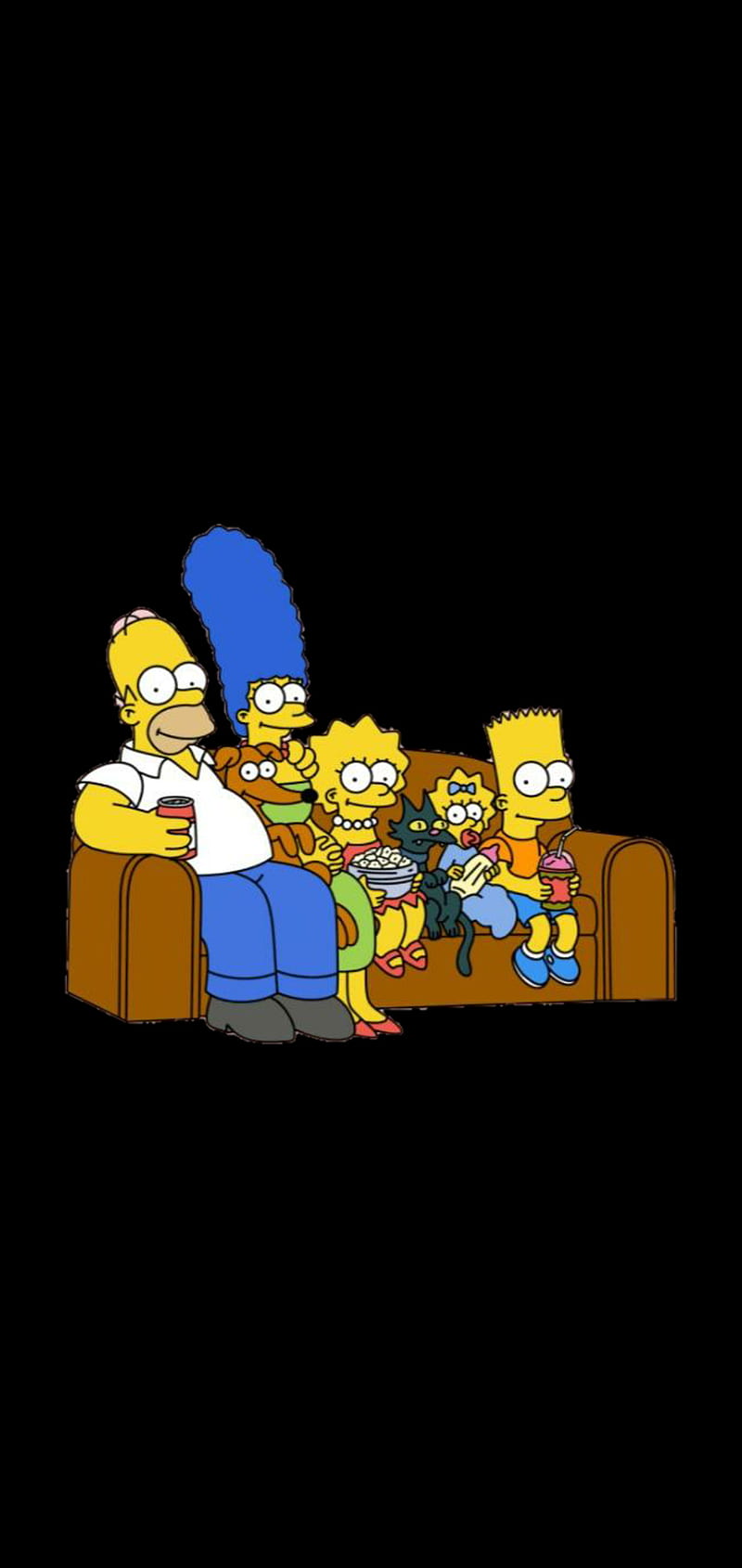 La Famille Simpson, amoled, black, cartoon, family, oled, HD phone wallpaper