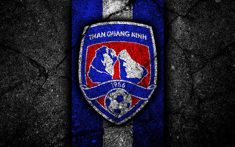 Than Quang Ninh FC, emblem, V League 1, football, Vietnam, football club, black stone, Asia, Than Quang Ninh, soccer, asphalt texture, FC Than Quang Ninh, HD wallpaper