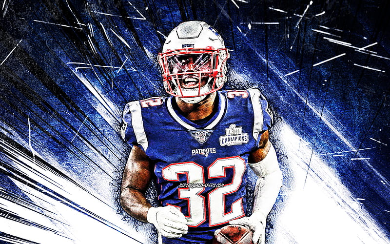 Devin McCourty, grunge art, NFL, New England Patriots, safety, blue abstract rays, Stephon Stiles Gilmore, artwork, Devin McCourty New England Patriots, Devin McCourty, HD wallpaper