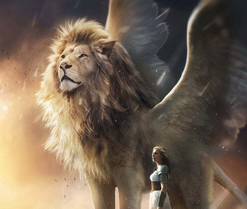 Lion, fantasy, leu, aslan, narnia, HD wallpaper