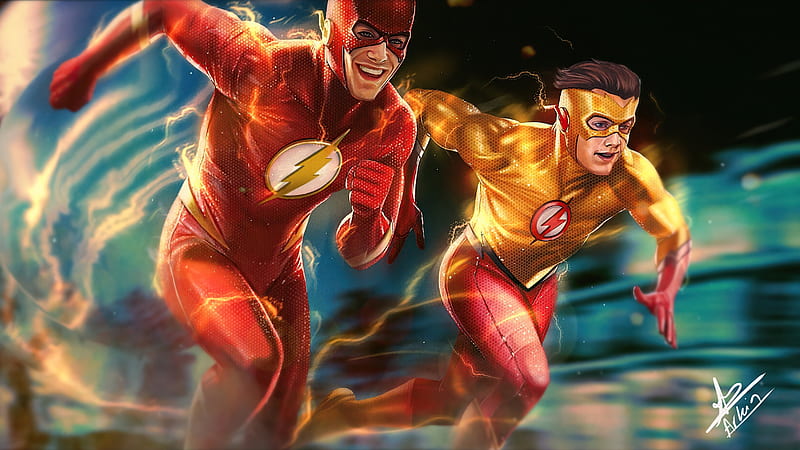 Flash and Kid Flash DC Comic, HD wallpaper