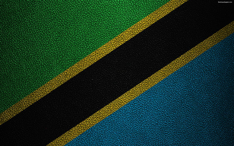 Flag of Tanzania, Africa leather texture, Tanzanian flag, flags of Africa, Tanzania, HD wallpaper