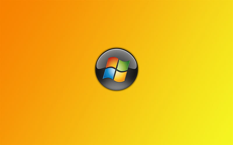 Windows logo, yellow background, minimalism, Windows, operating system, Windows emblem for with resolution . High Quality, Yellow Windows 7, HD wallpaper