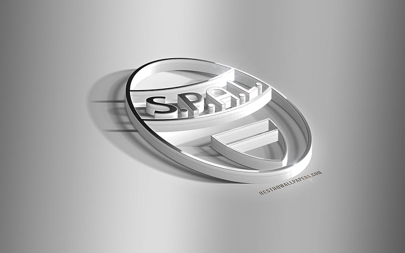 SPAL FC, Societa Polisportiva Ars et Labor, 3D steel logo, Italian football club, 3D emblem, Ferrara, Italy, SPAL metal emblem, Serie A, football, creative 3d art, HD wallpaper