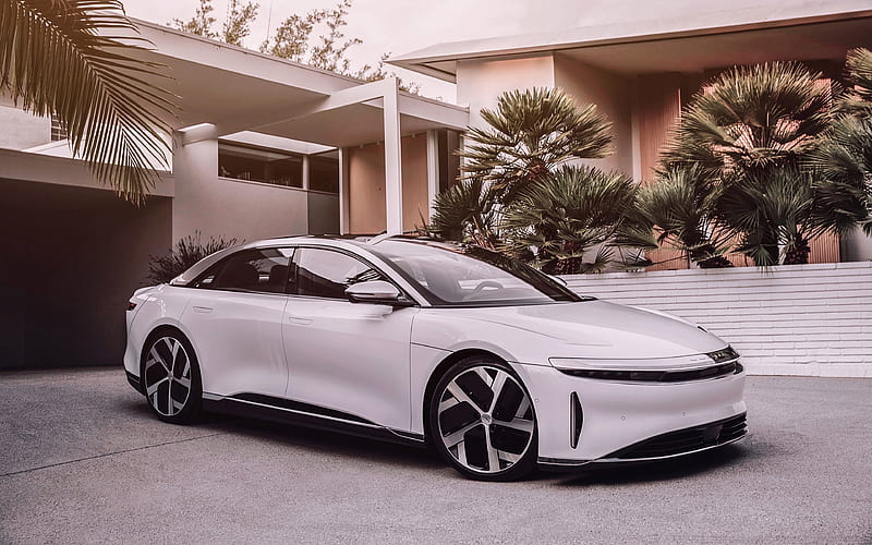 Lucid Air, 2021 front view, exterior, luxurious all-electric car, new white Lucid Air, electric cars, Lucid, HD wallpaper