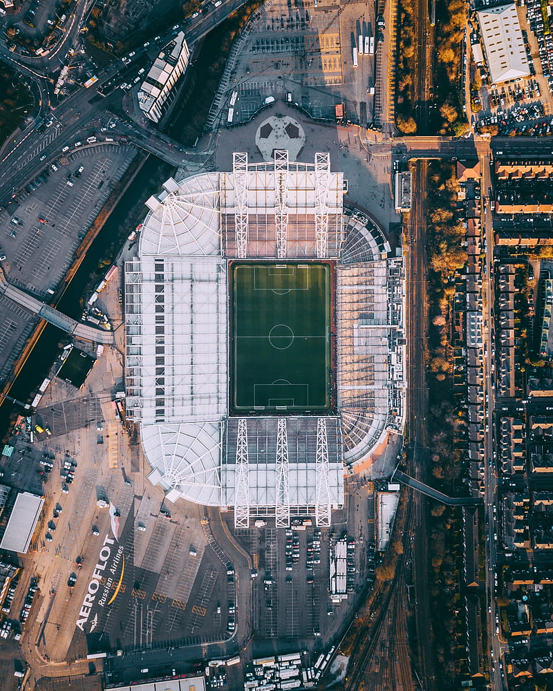 stadium, football field, aerial view, football, HD phone wallpaper