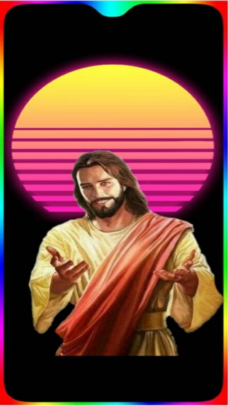 Vaporwave Jesus, holy, retro, HD phone wallpaper