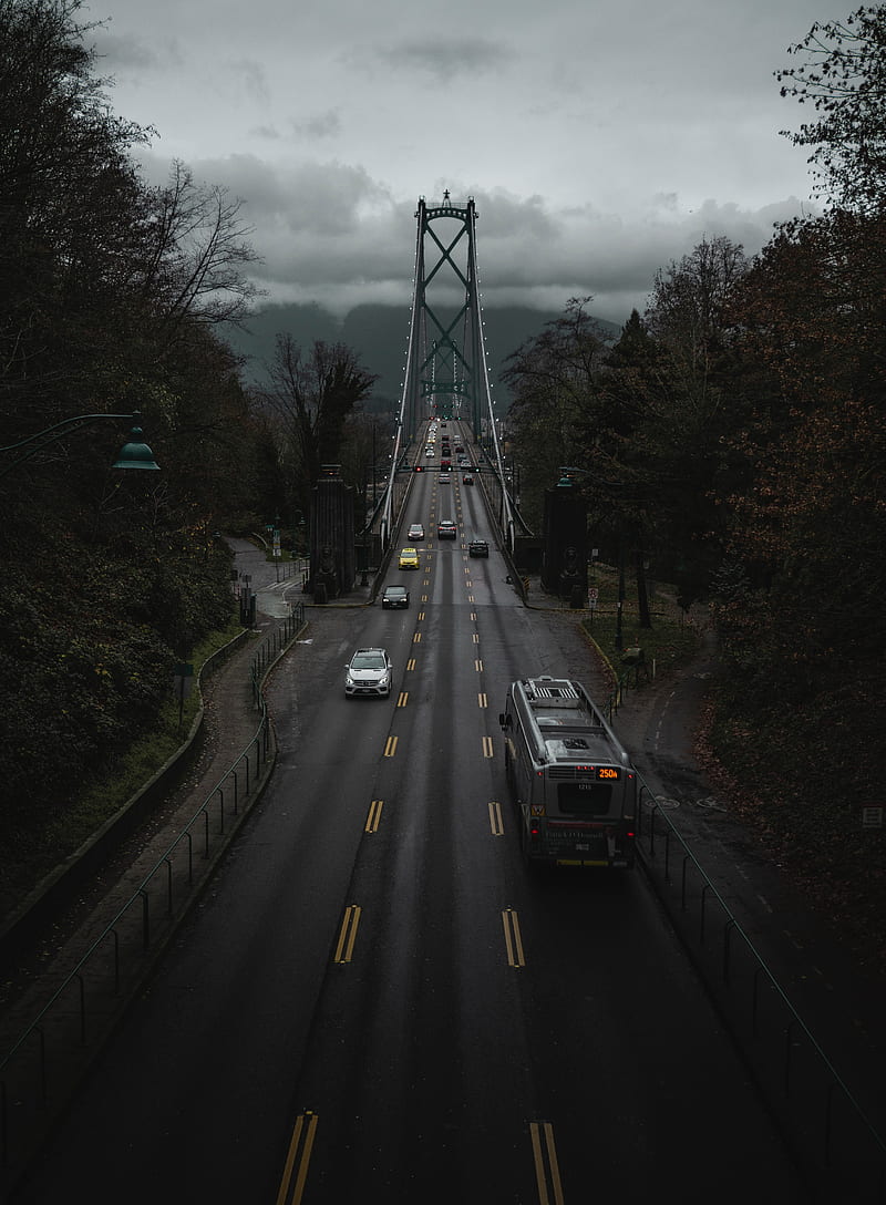 road, bridge, transportation, traffic, vancouver, canada, HD phone wallpaper