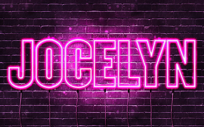 Jocelyn with names, female names, Jocelyn name, purple neon lights, horizontal text, with Jocelyn name, HD wallpaper