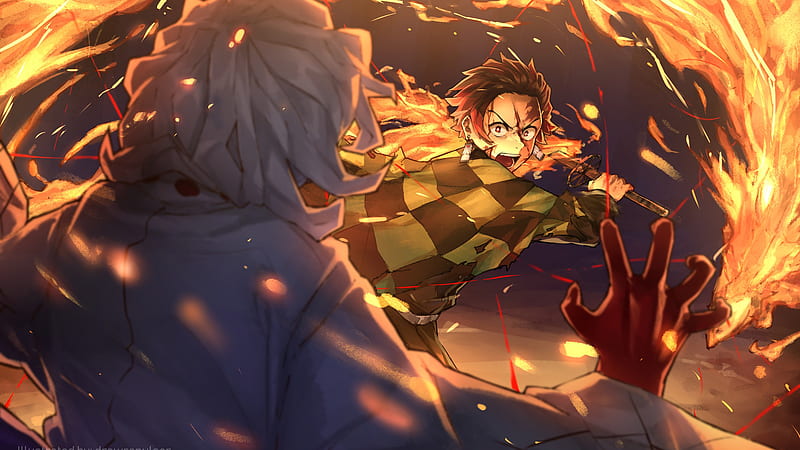 Demon Slayer Tanjiro Kamado Fighting Around Fire Anime, HD wallpaper |  Peakpx