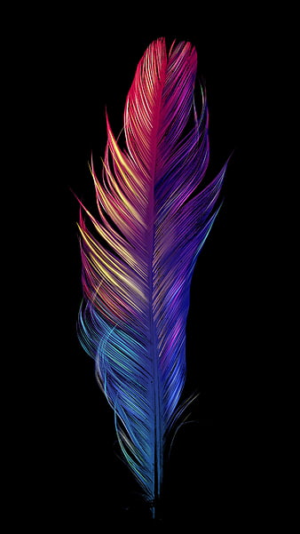 Neon Bird Feather, amoled, colorful, glow, oled, organic, true black, HD phone wallpaper