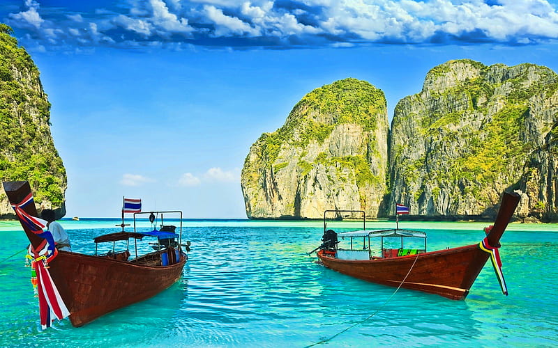 Thailand, R, sea, boats, tropics, beautiful nature, Asia, HD wallpaper