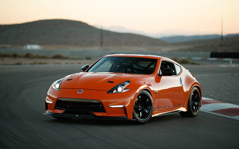 Nissan 370Z, 2018, Project Clubsport 23, new orange 370Z, front view, exterior, tuning 370Z, black wheels, Japanese sports cars, Nissan, HD wallpaper