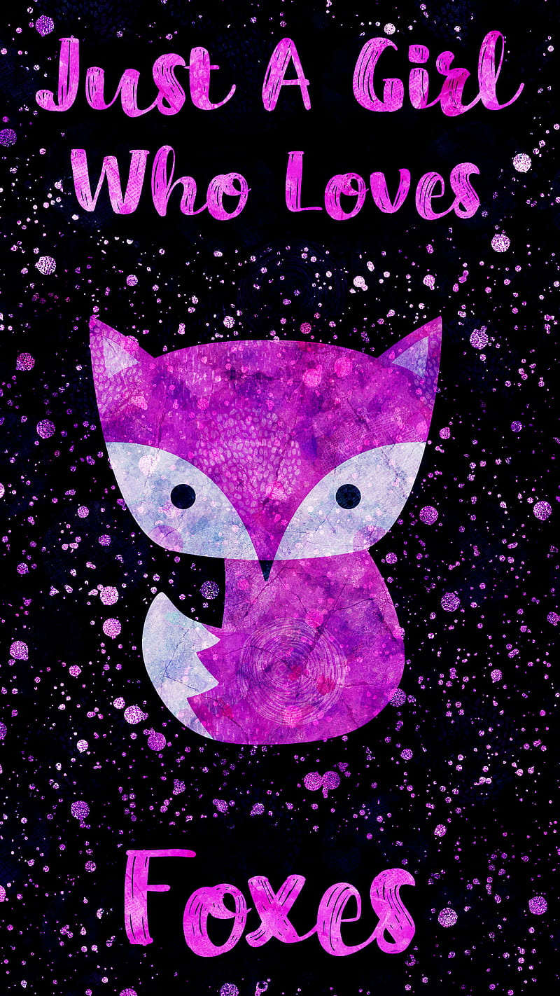 Shiny Fox on Dark Sky, Koteto, animal, baby, cartoon, character, cool, cosmic, critter, cub, dot, fan, forest, fun, funny, girl, girly, glitter, gold, just, just a girl, kawaii, kid, lavender, love, nature, purple, saying, slogan, sparkle, violet, whimsical, wild, woodland, HD phone wallpaper
