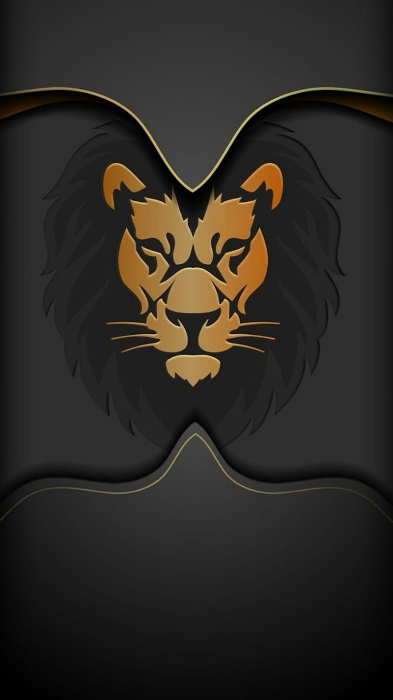 Lion face, background, edge, gris, king, logo, HD phone wallpaper