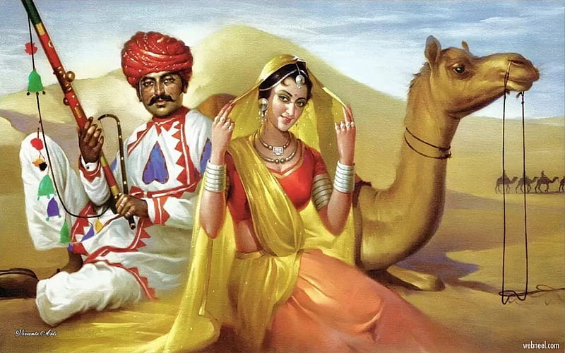 Rajasthani Painting Modern Artwork Couple By Mmenterprises28 11, HD wallpaper