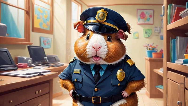 Officer Guinea Pig, police, pig, officer, guinea, HD wallpaper