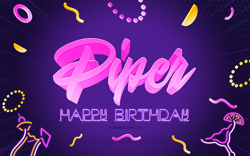 Happy Birtay Piper Purple Party Background, Piper, creative art, Happy Piper birtay, Piper name, Piper Birtay, Birtay Party Background, HD wallpaper