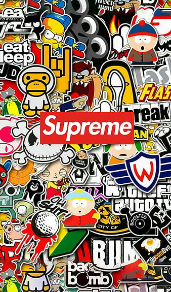 Sticker supreme, art, brand, rock, HD phone wallpaper