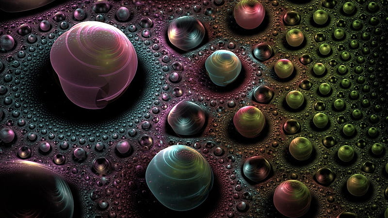 Colorful 3D Fractal Glare Beads Oyster Abstract, HD wallpaper