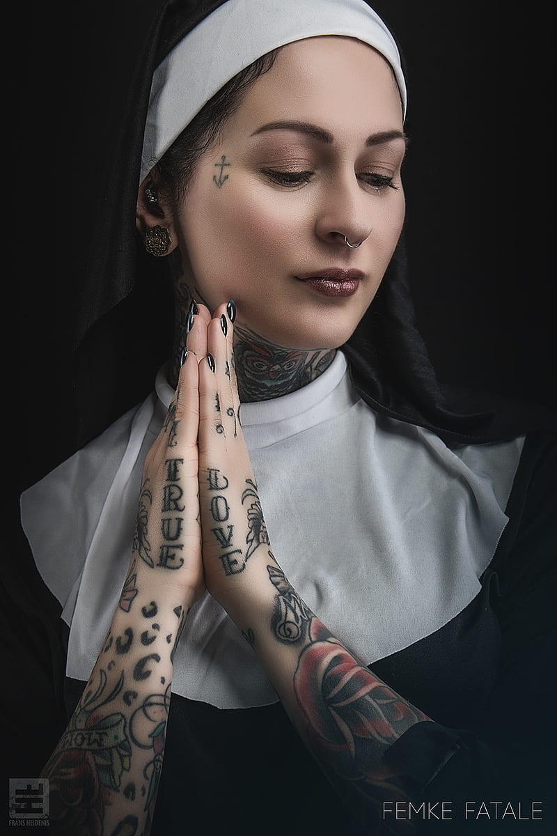 tattoo, nuns, , women, model, nose rings, HD phone wallpaper