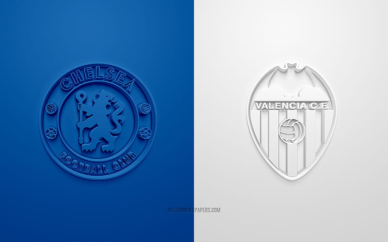 Chelsea vs Valencia CF, Champions League, 2019, promo, football match, Group H, UEFA, Europe, Chelsea FC, Valencia CF, 3d art, 3d logo, HD wallpaper
