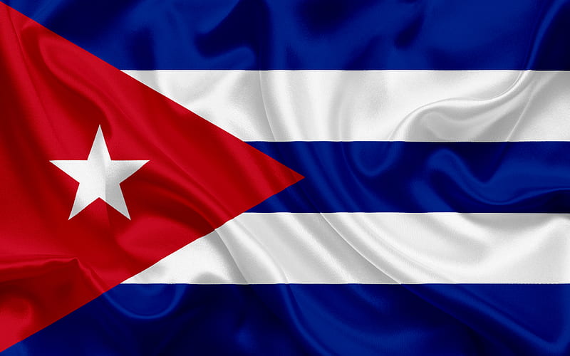 Cuban flag, Cuba, Latin America, silk flag, emblems, flag of Cuba, HD wallpaper