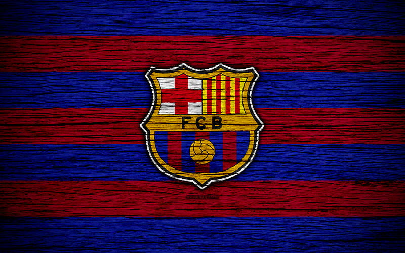 FC Barcelona Spain, LaLiga, wooden texture, Barca, soccer, Barcelona, football club, La Liga, Barcelona FC, HD wallpaper
