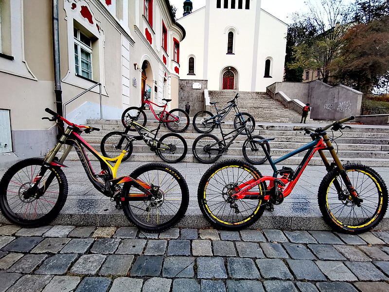Bikes, bicycle, bike, cycle, downhill, fox, mountain, HD wallpaper