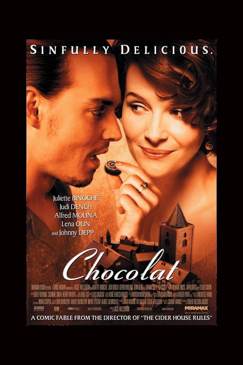 Chocolat , 2000, movie, poster, drama, romance, juliette binoche, judi dench, alfred molina, HD phone wallpaper