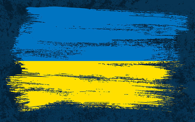 Flag of Ukraine, grunge flags, European countries, national symbols, brush stroke, Ukrainian flag, grunge art, Ukraine flag, Europe, Ukraine, HD wallpaper