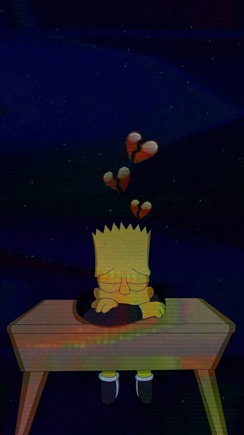 Heartbreak sadness, bert simpson, lofi, loneliness, music, rejection, sad, simpson, static, HD phone wallpaper