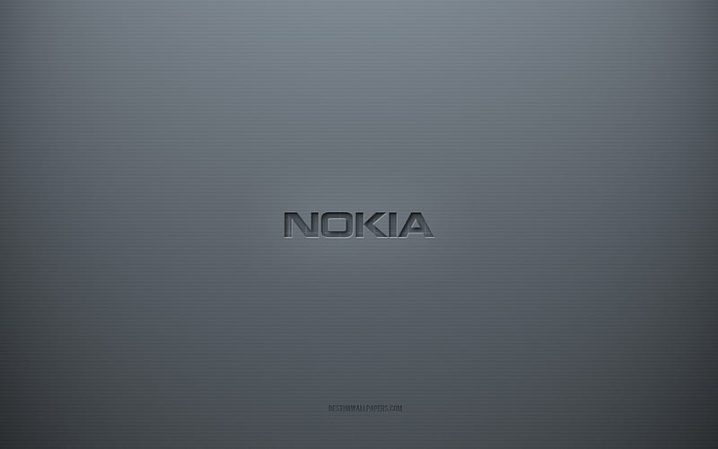 Nokia logo, gray creative background, Nokia emblem, gray paper texture, Nokia, gray background, Nokia 3d logo, HD wallpaper