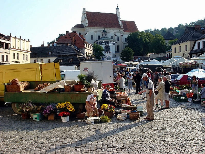 Market place, places, kazimierz, old town, poland, HD wallpaper